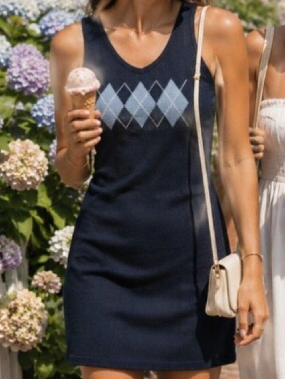 NWT Sleeveless Tank Sweater Mini Dress M Argyle Preppy Twee Knit Tennis Core